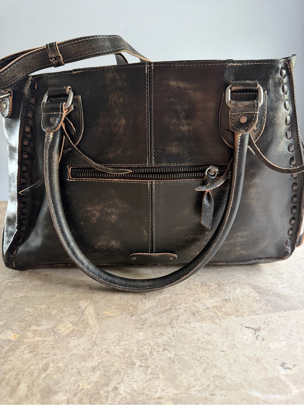 BED STU Rockababy Black Leather HandbagTote Crossbody Shoulder bag NWT